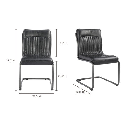 Ansel Dining Chair Onyx Black Leather - Set Of Two