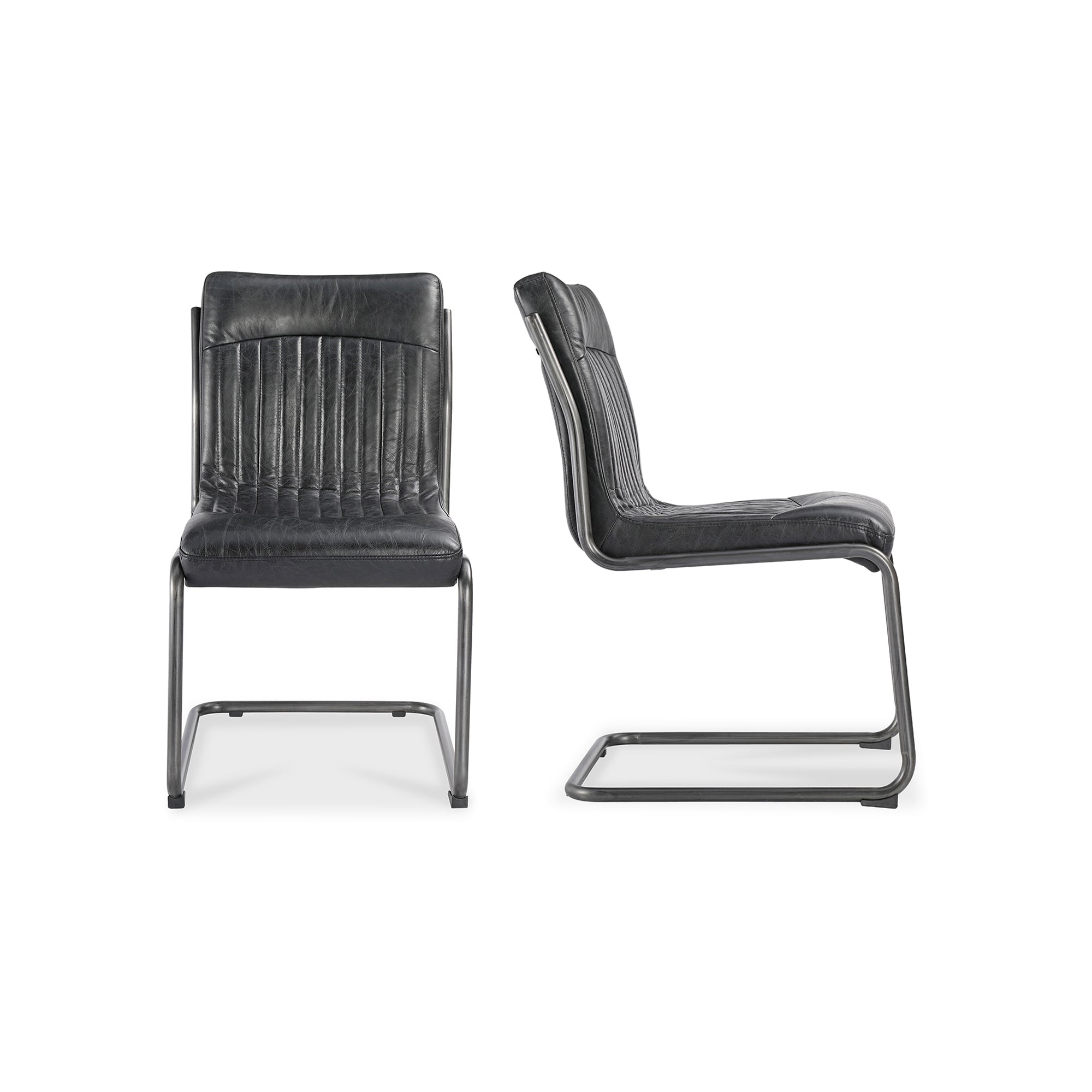 Ansel Dining Chair Onyx Black Leather - Set Of Two | Black