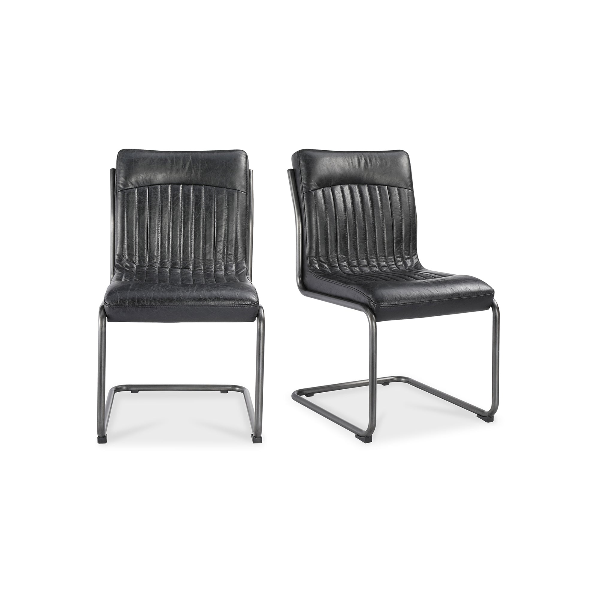 Ansel Dining Chair Onyx Black Leather - Set Of Two