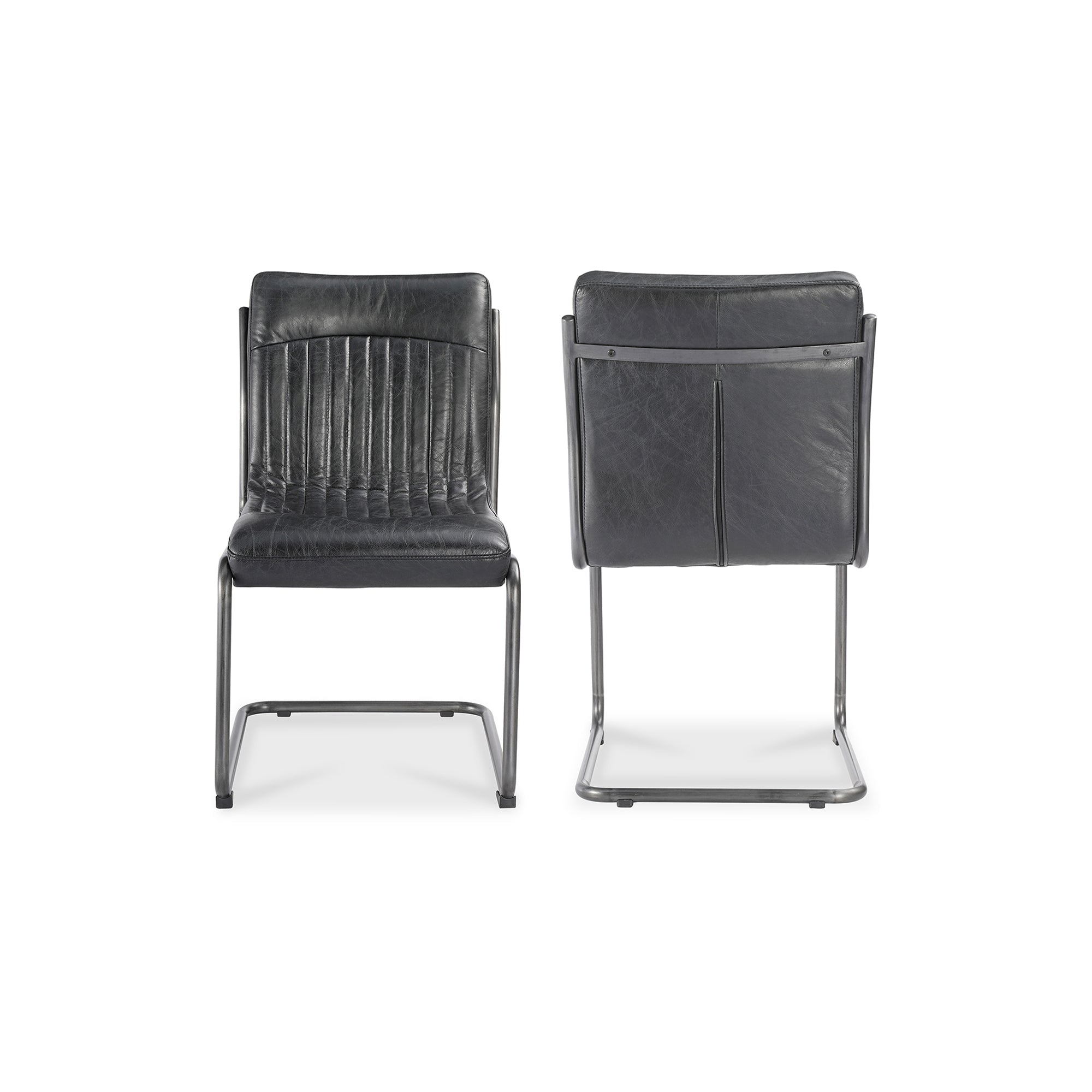 Ansel Dining Chair Onyx Black Leather - Set Of Two