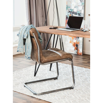 Ansel Dining Chair Grazed Brown Leather - Set Of Two by Moe's Home
