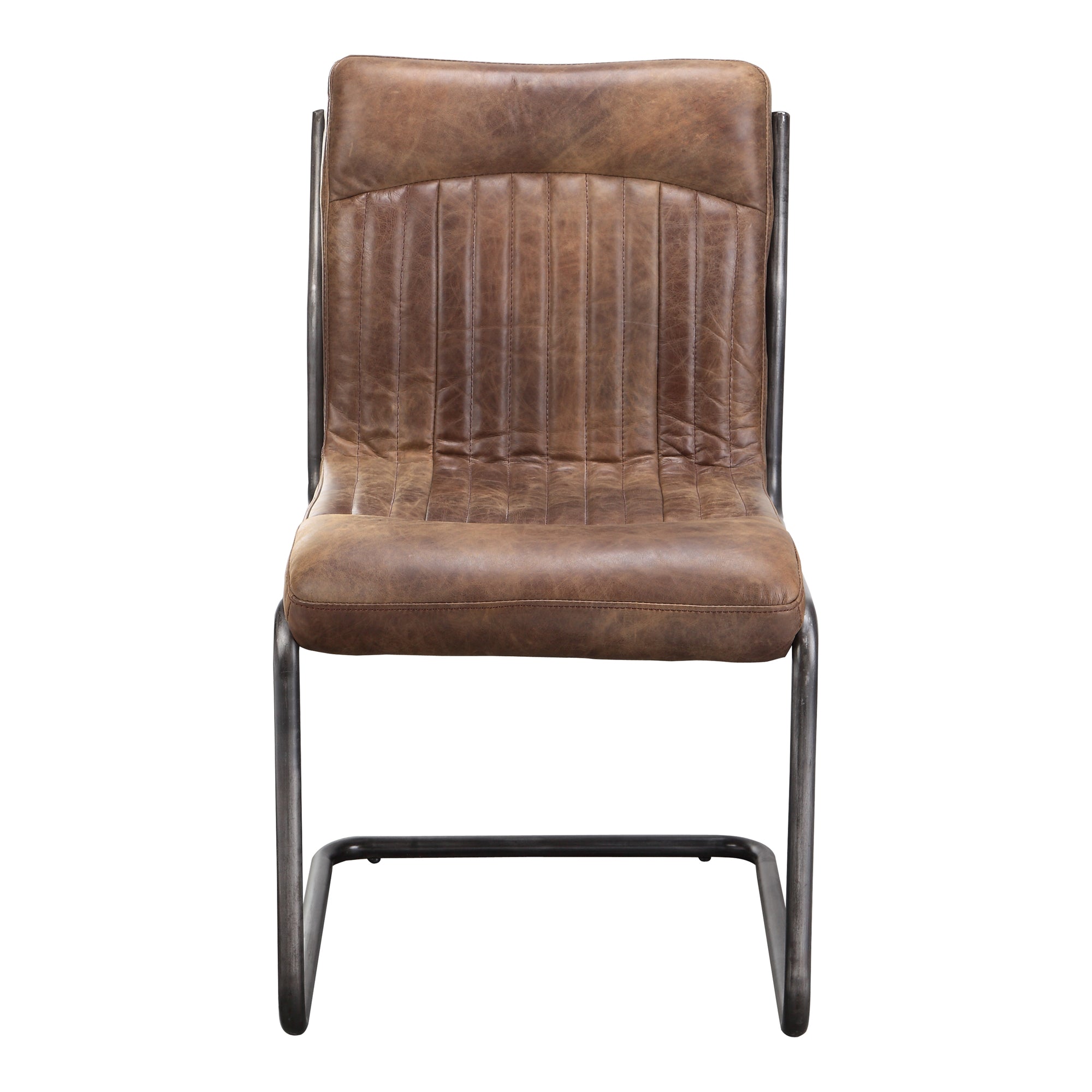 Ansel Dining Chair Grazed Brown Leather - Set Of Two