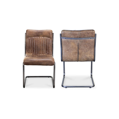 Ansel Dining Chair Grazed Brown Leather - Set Of Two | Brown