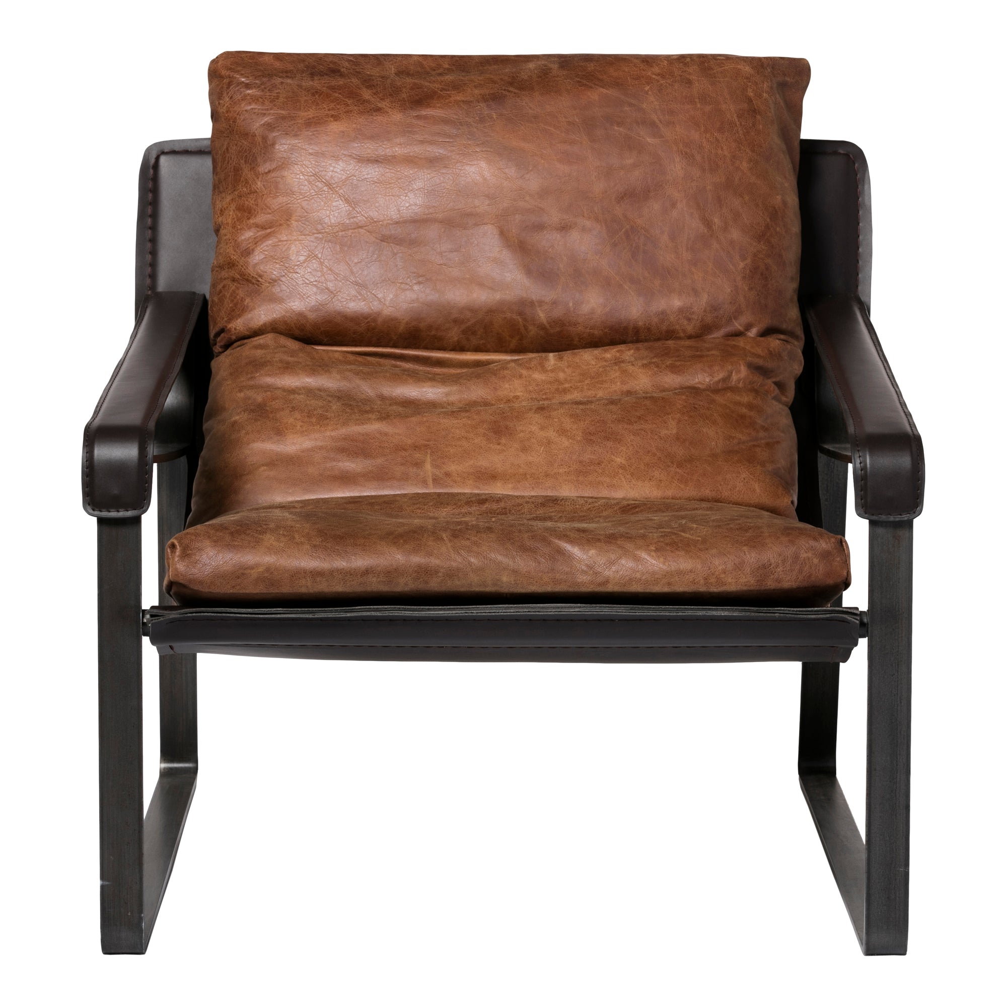 Connor Club Chair Open Road Brown Leather by Moe's Home