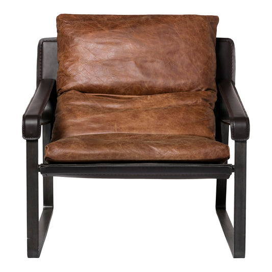 Connor Club Chair Open Road Brown Leather by Moe's Home