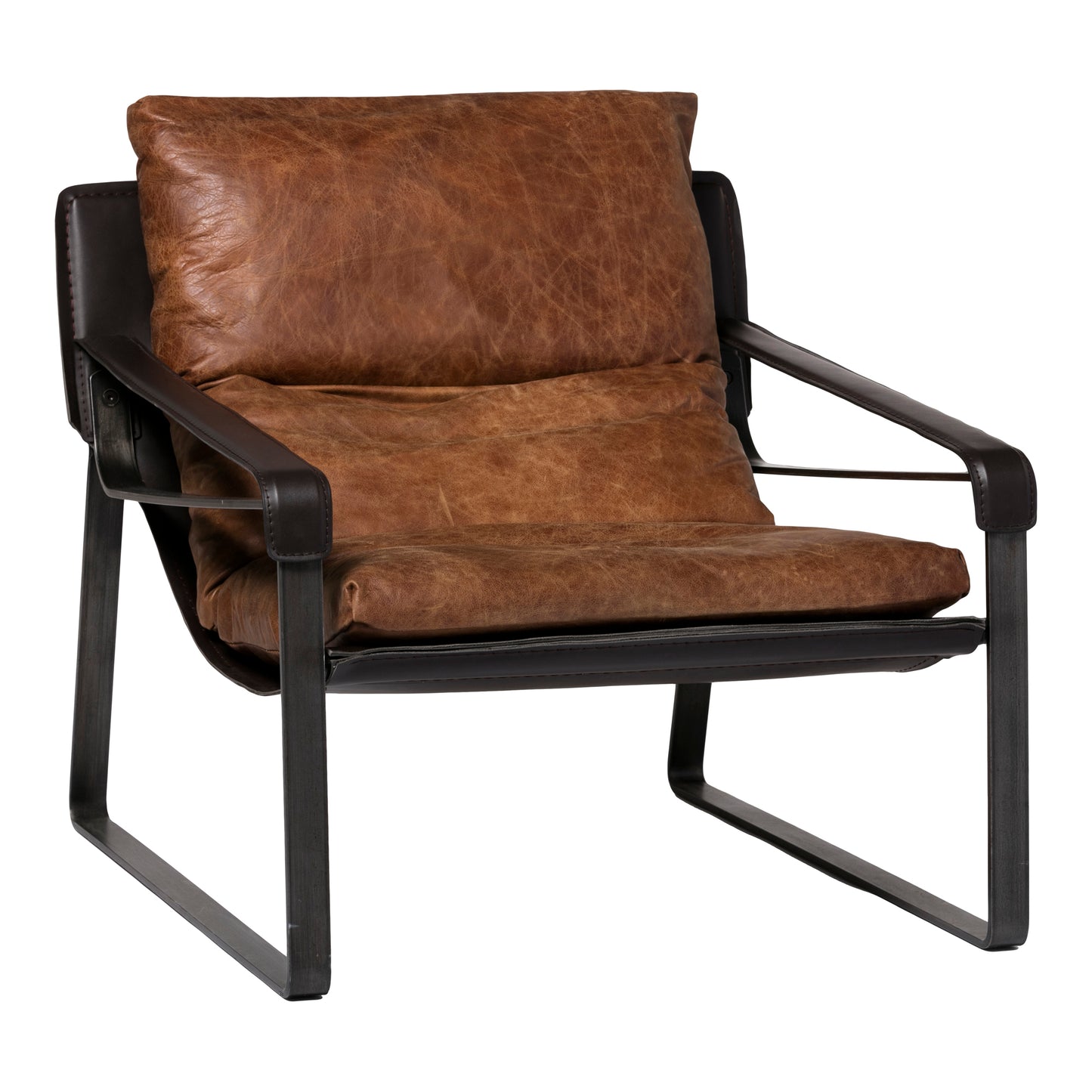 Connor Club Chair Open Road Brown Leather by Moe's Home
