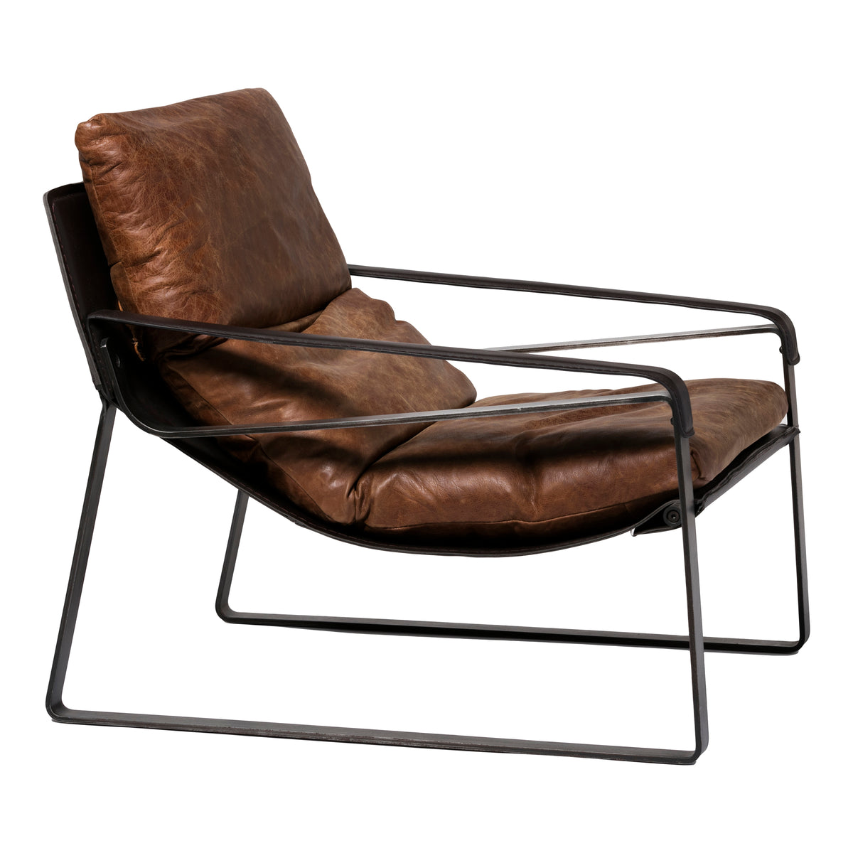 Connor Club Chair Open Road Brown Leather by Moe's Home