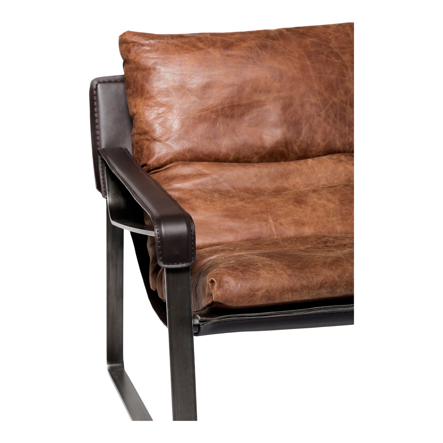 Connor Club Chair Open Road Brown Leather by Moe's Home