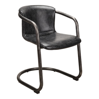 Freeman Dining Chair Onyx Black Leather - Set Of Two