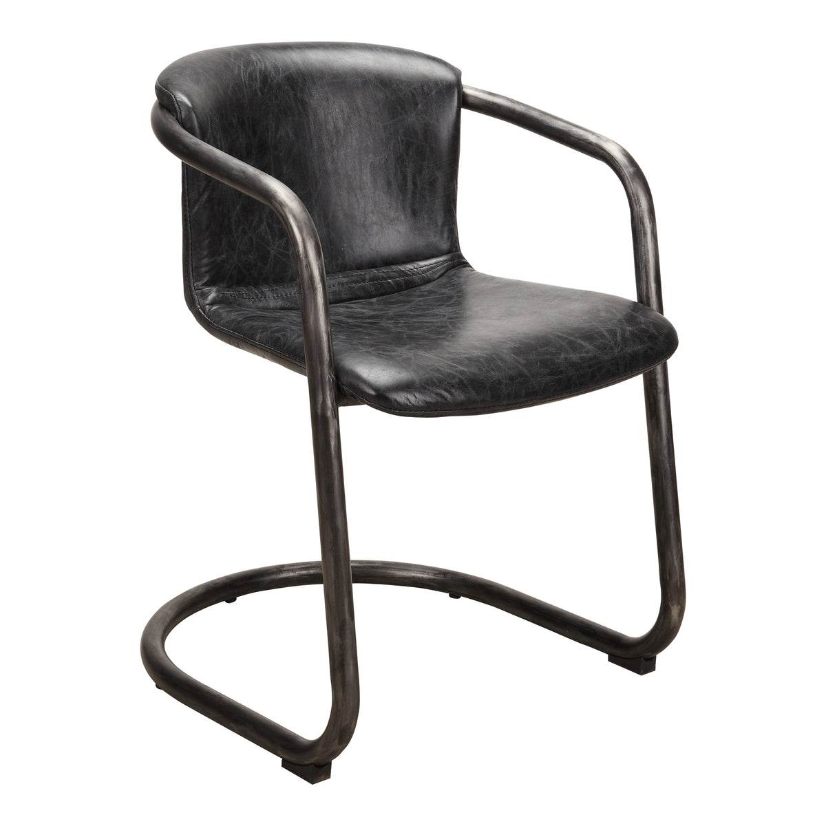 Freeman Dining Chair Onyx Black Leather - Set Of Two by Moe's Home