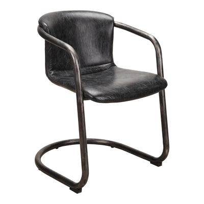Freeman Dining Chair Onyx Black Leather - Set Of Two by Moe's Home