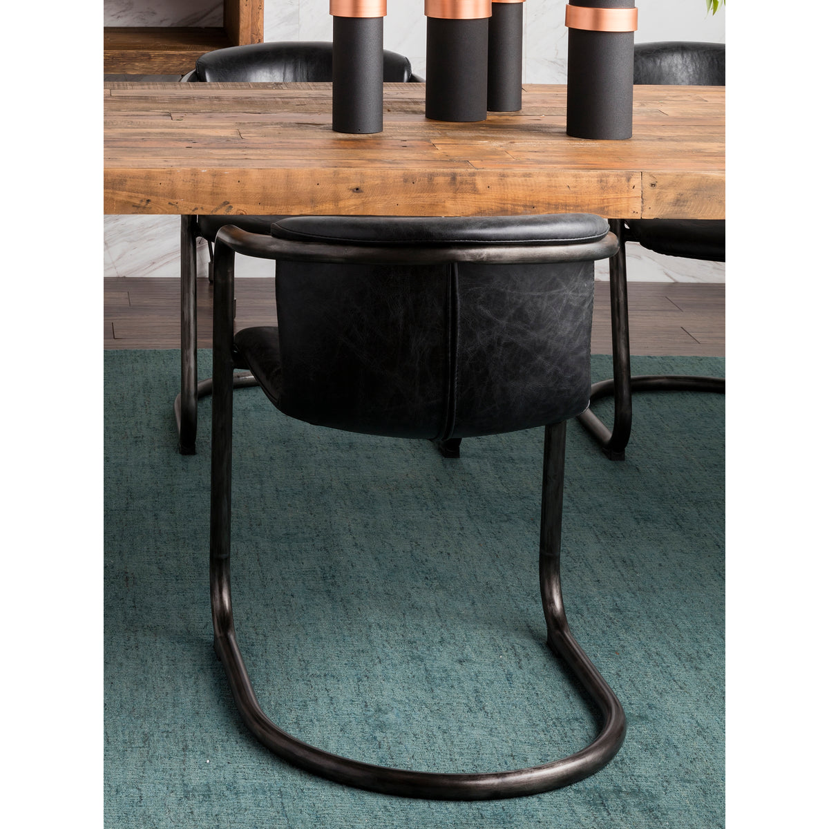Freeman Dining Chair Onyx Black Leather - Set Of Two by Moe's Home