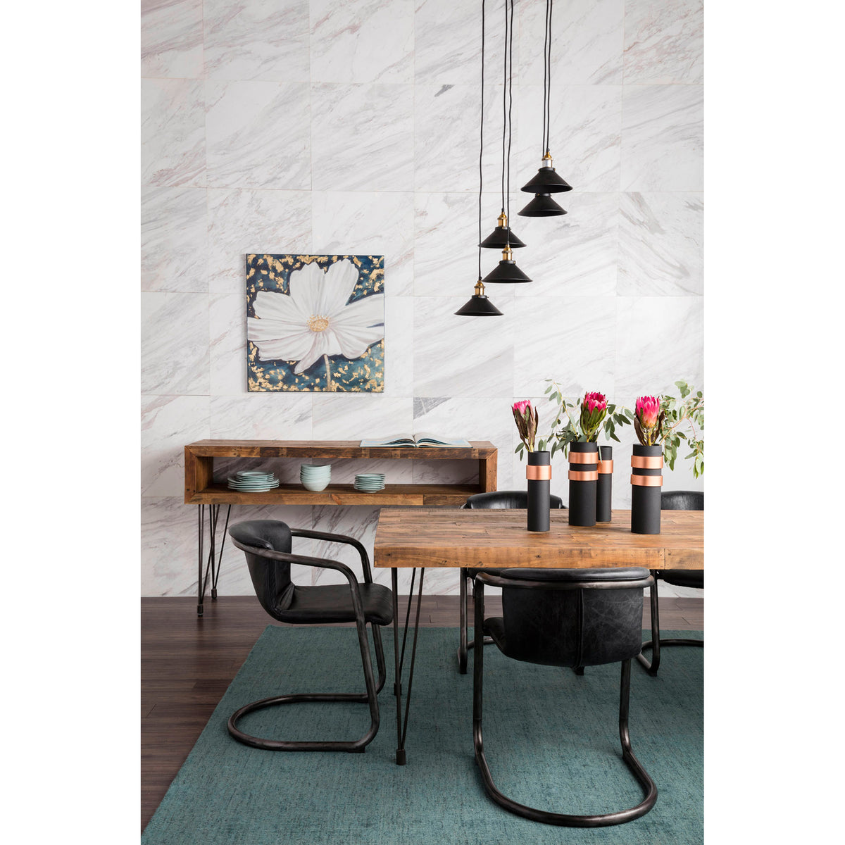 Freeman Dining Chair Onyx Black Leather - Set Of Two by Moe's Home