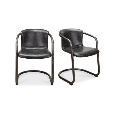 Freeman Dining Chair Onyx Black Leather   Set Of Two | Black