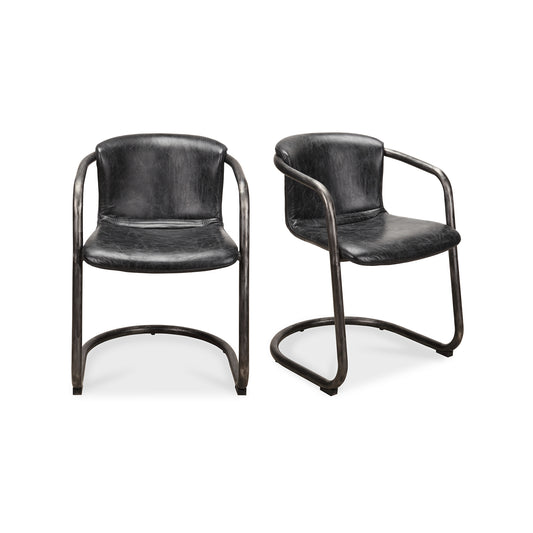 Freeman Dining Chair Onyx Black Leather   Set Of Two | Black