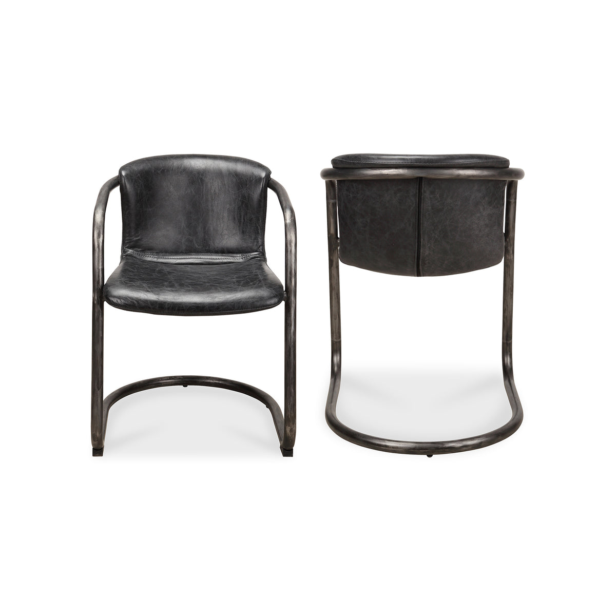 Freeman Dining Chair Onyx Black Leather - Set Of Two by Moe's Home