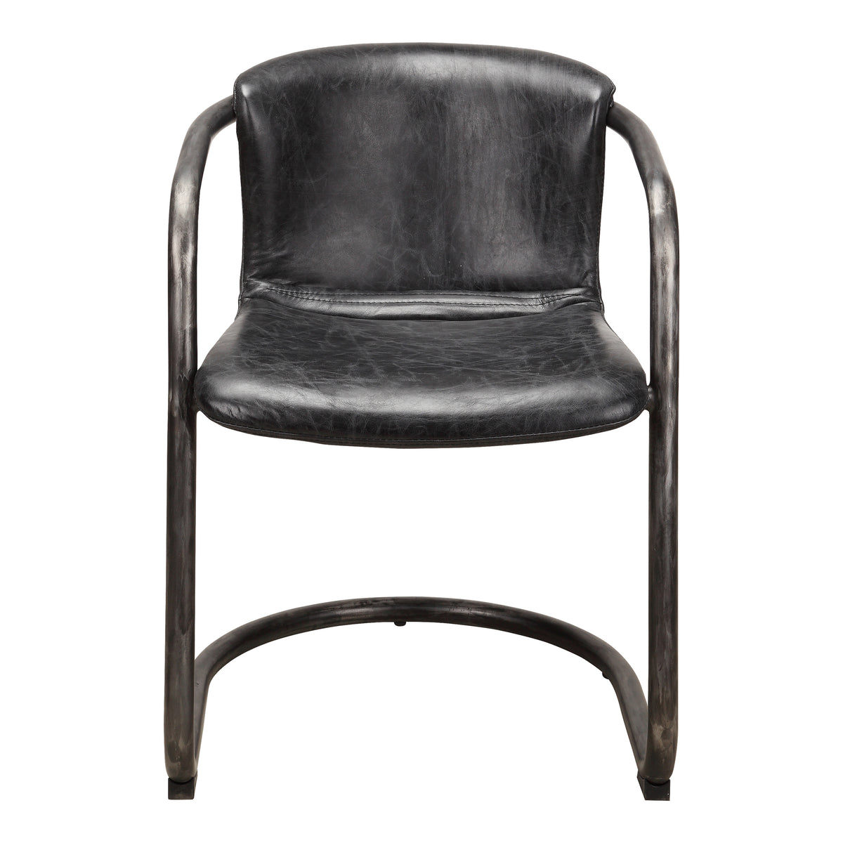 Freeman Dining Chair Onyx Black Leather - Set Of Two by Moe's Home