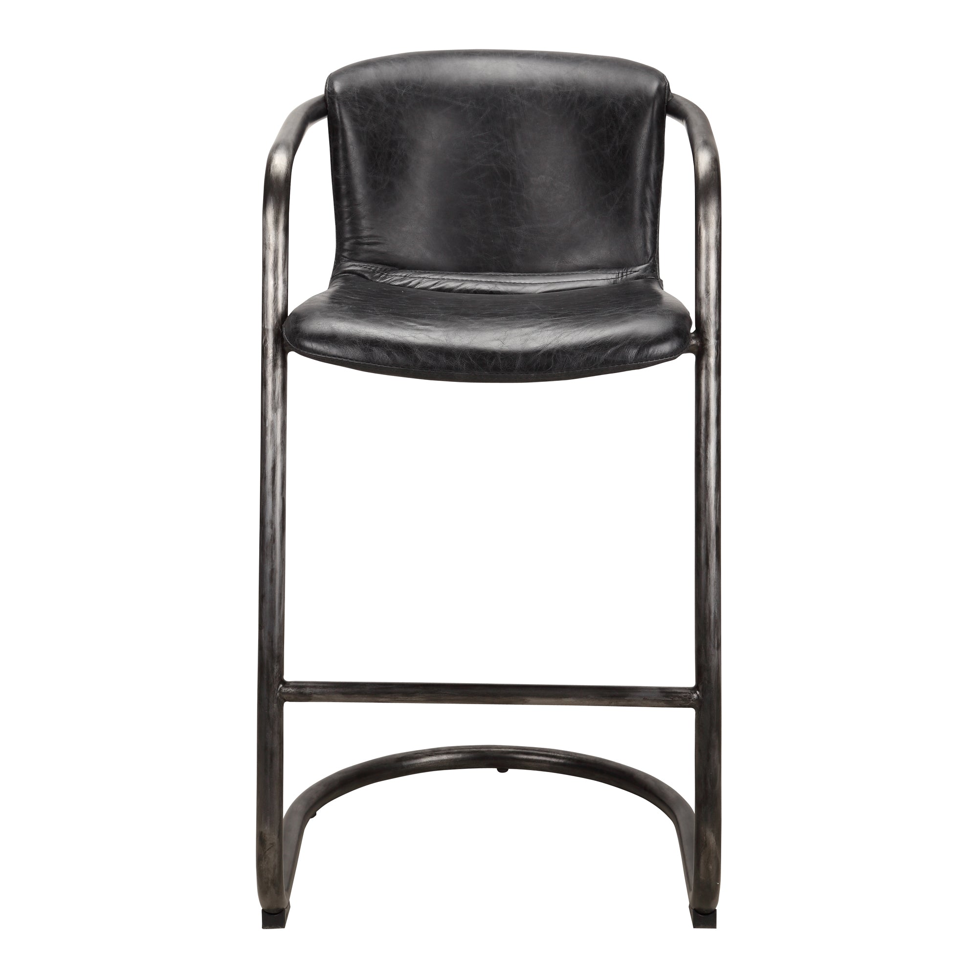 Freeman Barstool Onyx Black Leather - Set Of Two