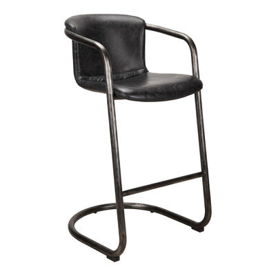 Freeman Barstool Onyx Black Leather - Set Of Two by Moe's Home
