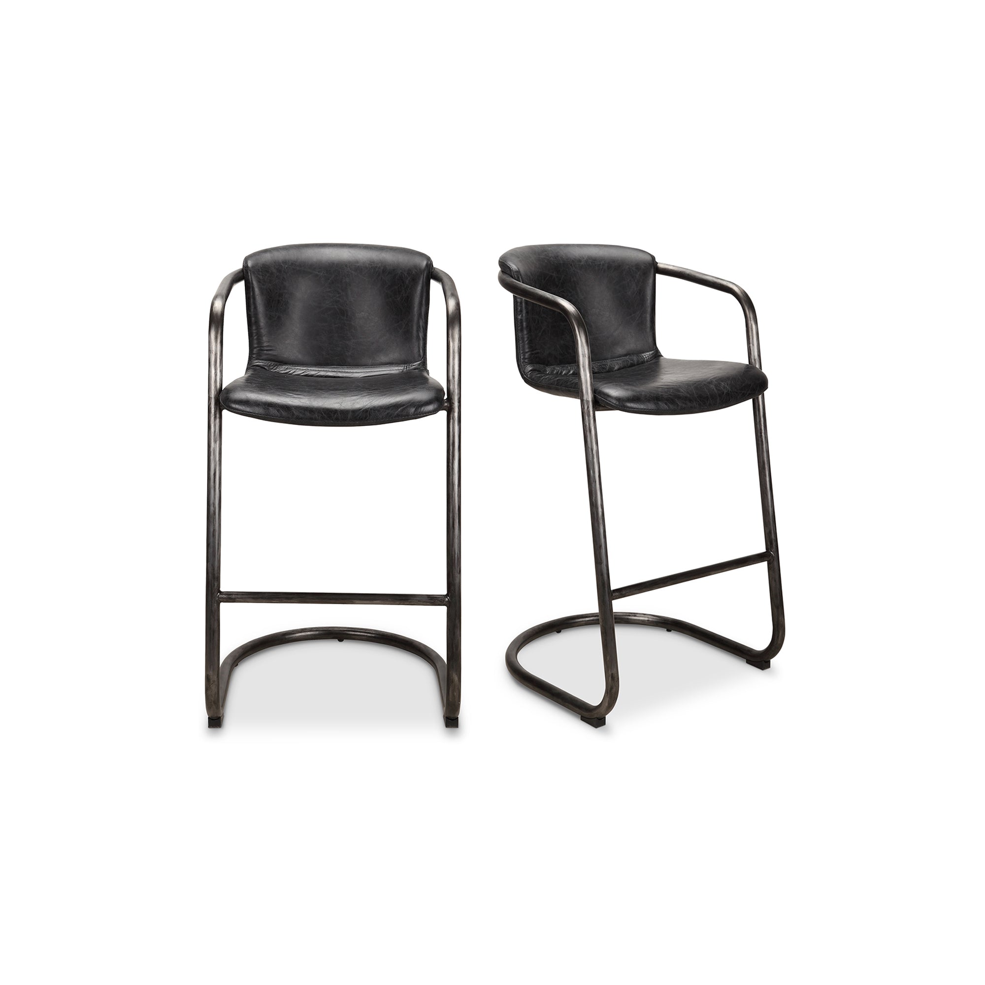 Freeman Barstool Onyx Black Leather   Set Of Two | Black
