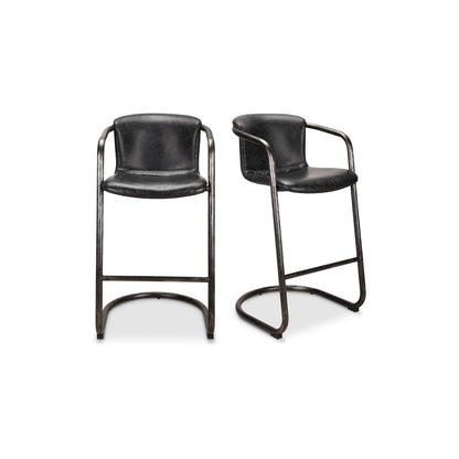 Freeman Barstool Onyx Black Leather   Set Of Two | Black