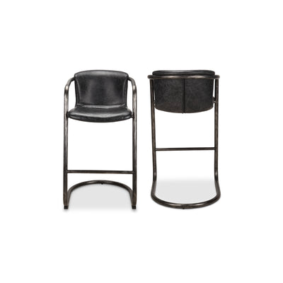 Freeman Barstool Onyx Black Leather - Set Of Two by Moe's Home