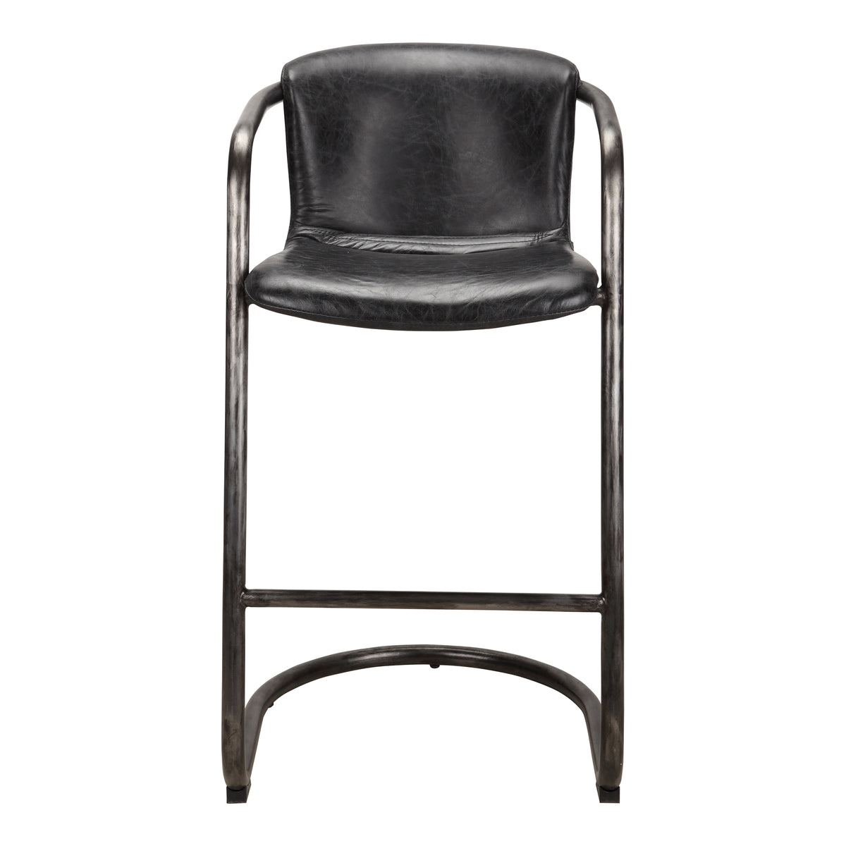 Freeman Barstool Onyx Black Leather - Set Of Two by Moe's Home