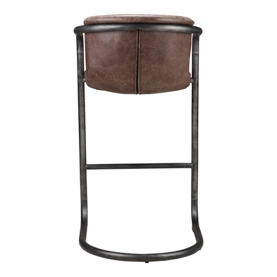 Freeman Barstool Grazed Brown Leather - Set Of Two by Moe's Home