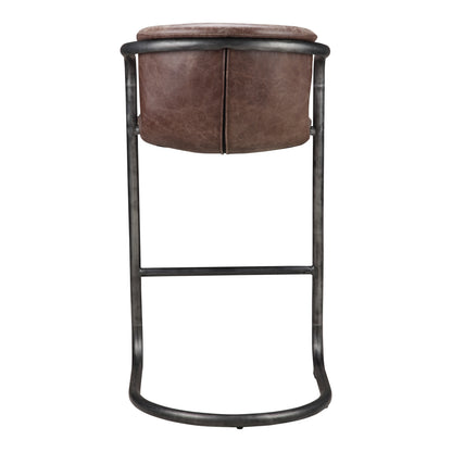 Freeman Barstool Grazed Brown Leather - Set Of Two