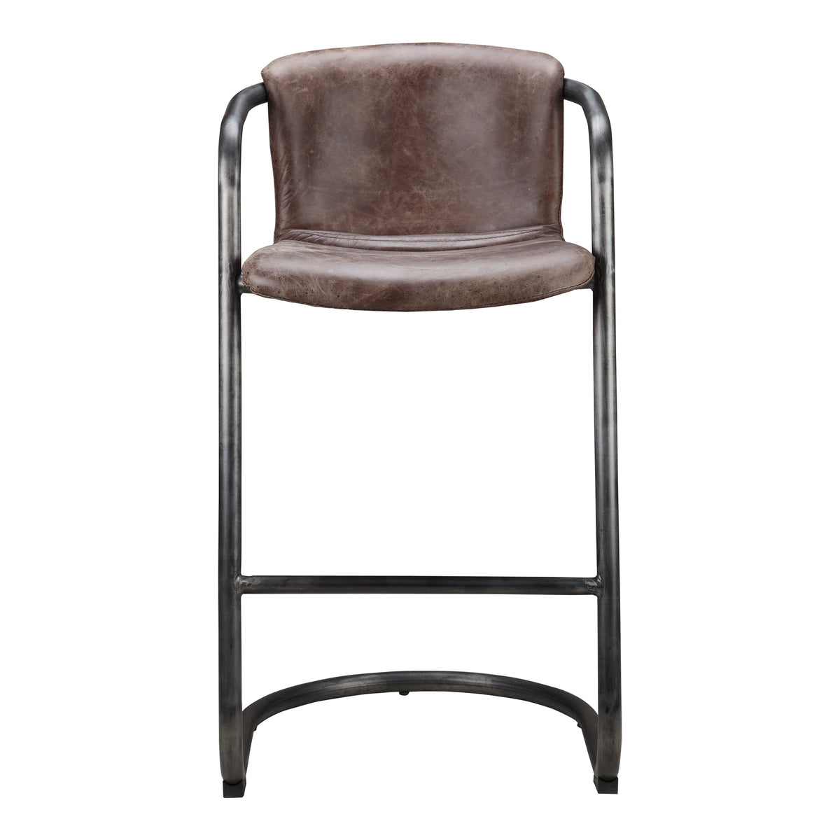 Freeman Barstool Grazed Brown Leather - Set Of Two by Moe's Home
