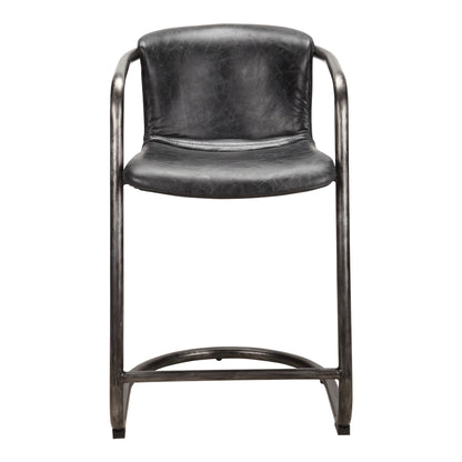 Freeman Counter Stool Onyx Black Leather - Set Of Two