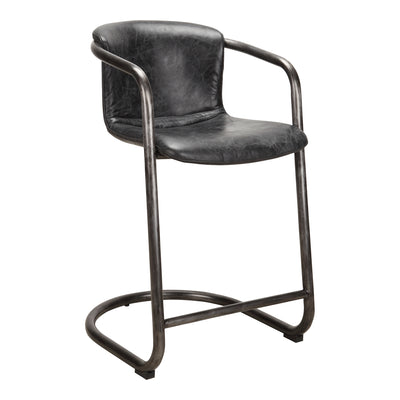 Freeman Counter Stool Onyx Black Leather - Set Of Two by Moe's Home