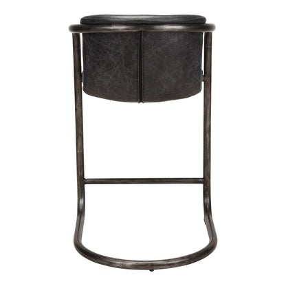 Freeman Counter Stool Onyx Black Leather - Set Of Two