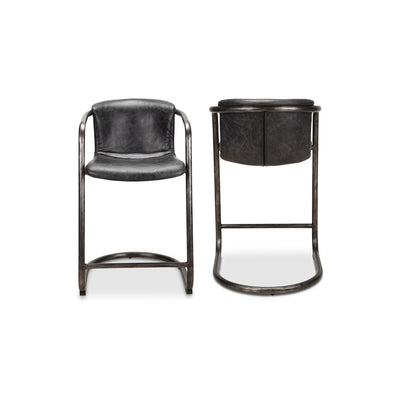 Freeman Counter Stool Onyx Black Leather - Set Of Two by Moe's Home