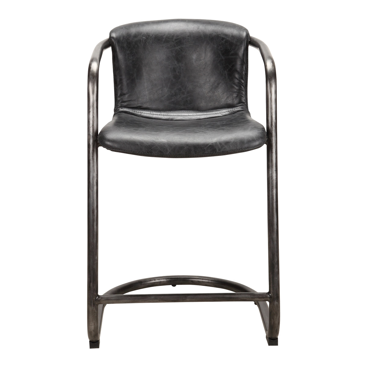 Freeman Counter Stool Onyx Black Leather - Set Of Two by Moe's Home