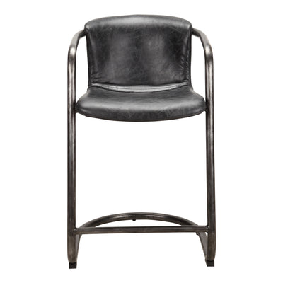 Freeman Counter Stool Onyx Black Leather - Set Of Two by Moe's Home