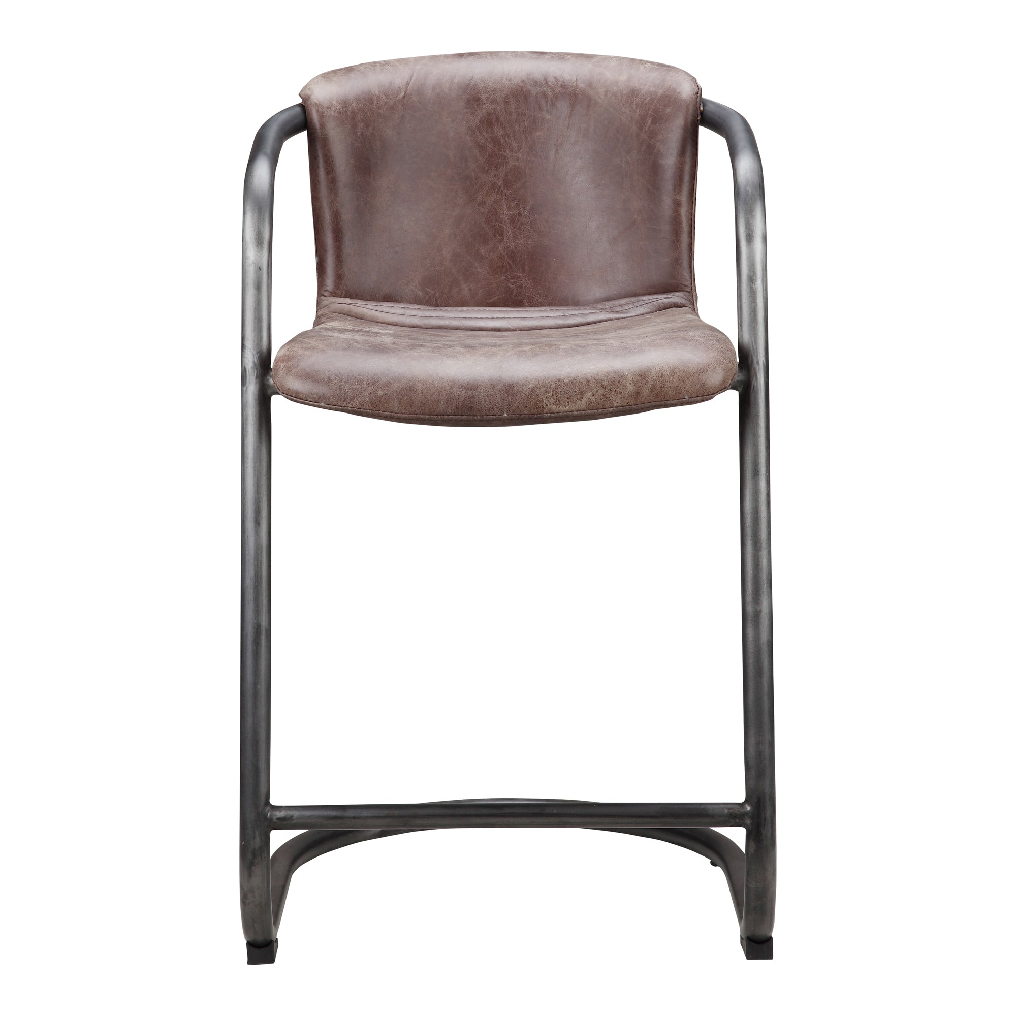 Freeman Counter Stool Grazed Brown Leather - Set Of Two