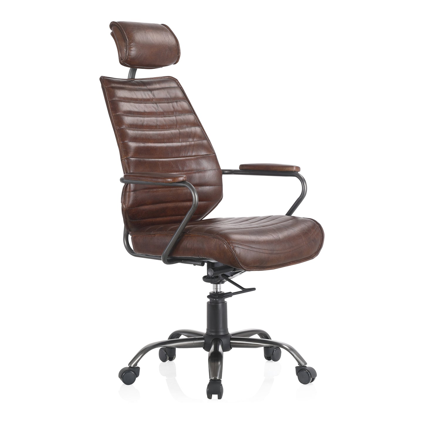 Executive Office Chair Dark Brown Leather by Moe's Home