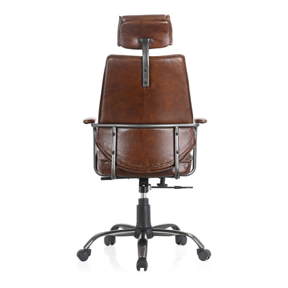 Executive Office Chair Dark Brown Leather