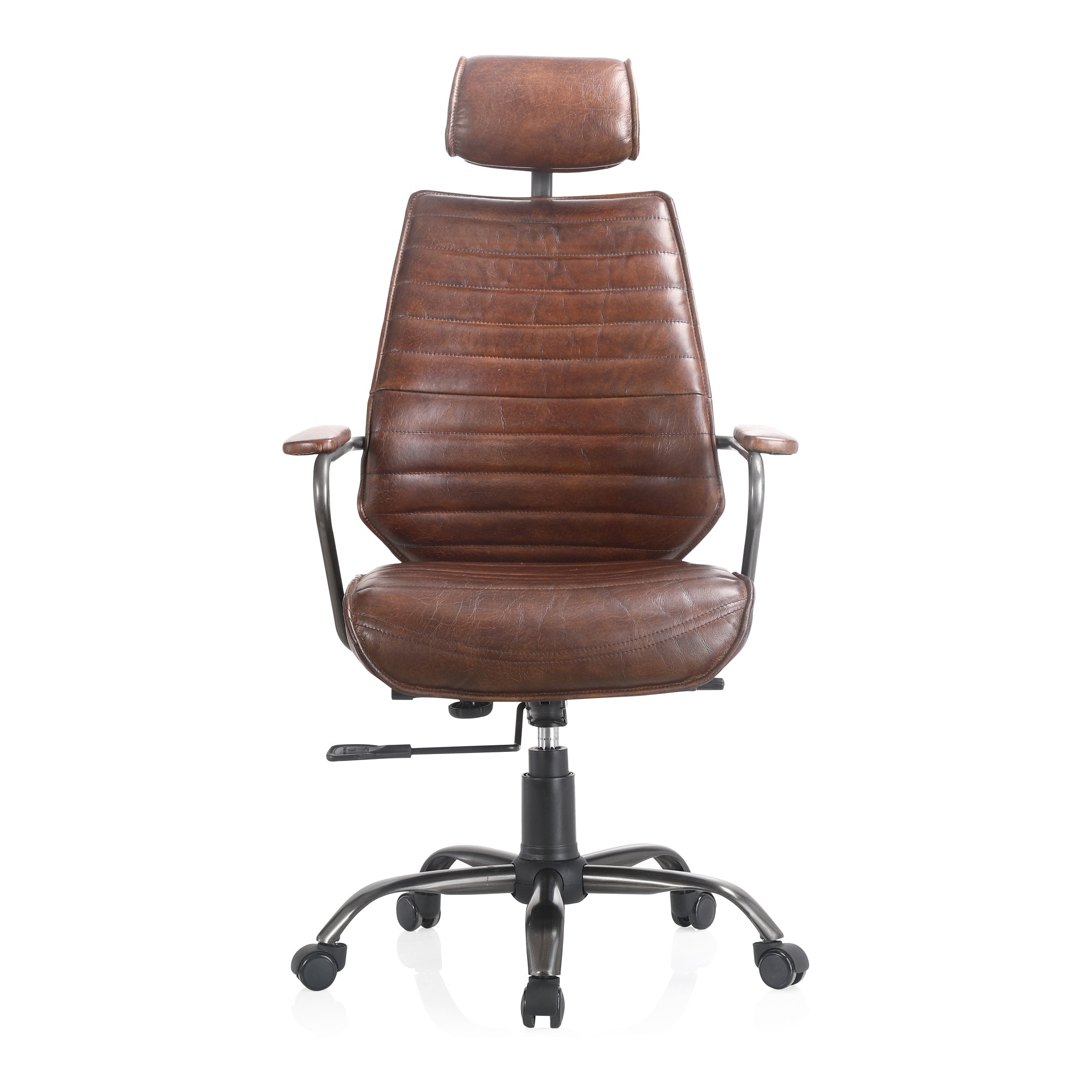 Executive Office Chair Dark Brown Leather | Brown