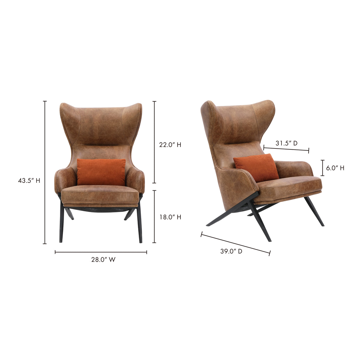Amos Leather Accent Chair by Moe's Home
