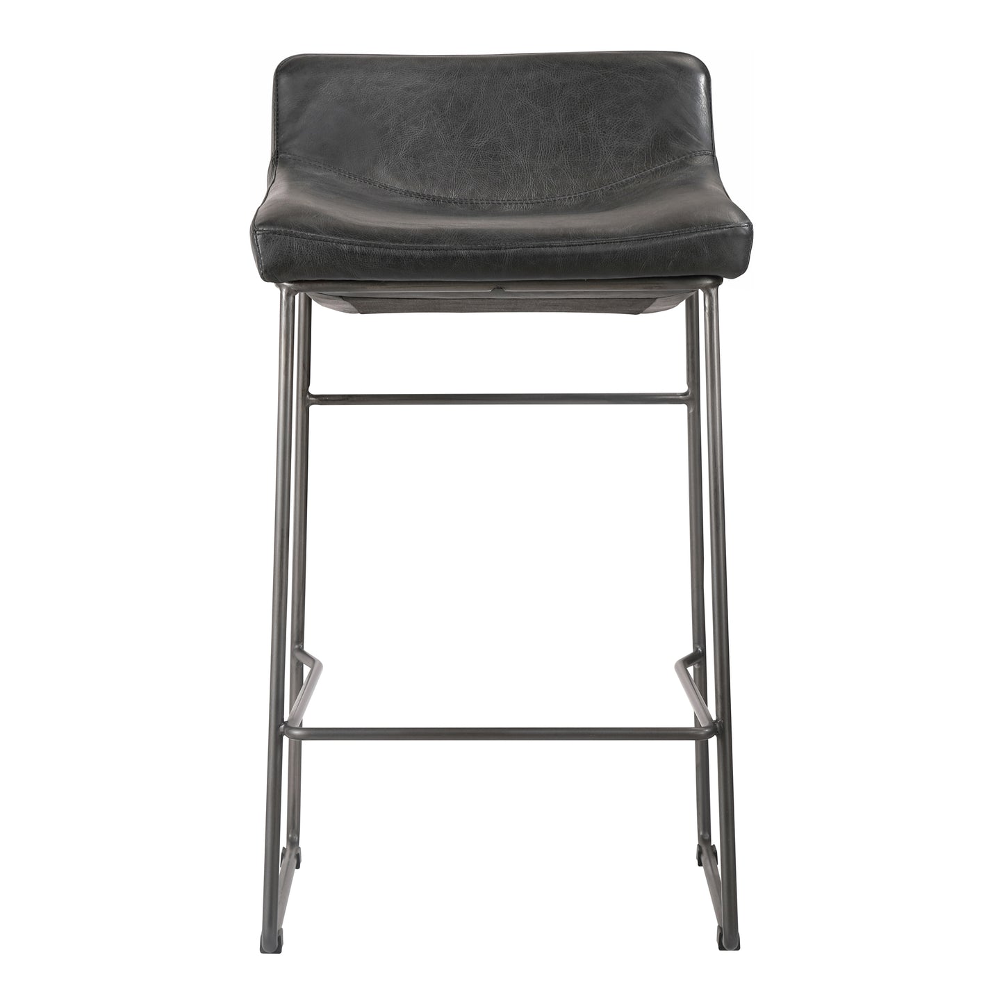 Starlet Counter Stool Onyx Black Leather - Set Of Two by Moe's Home