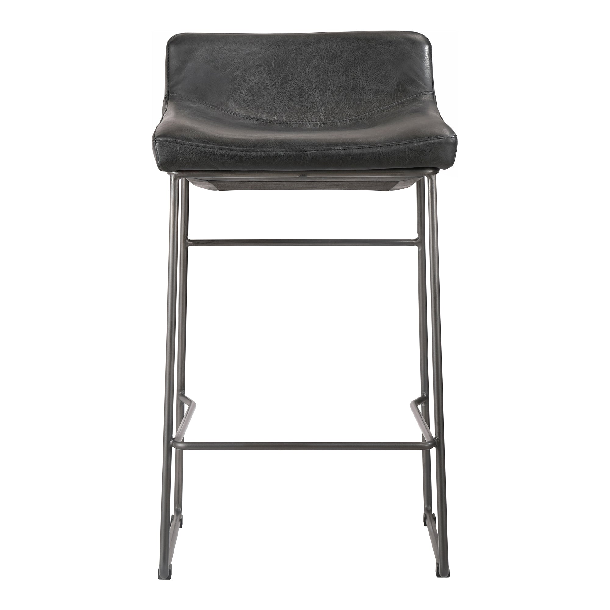 Starlet Counter Stool Onyx Black Leather - Set Of Two by Moe's Home