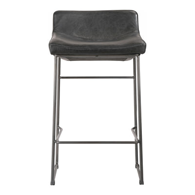 Starlet Counter Stool Onyx Black Leather - Set Of Two by Moe's Home
