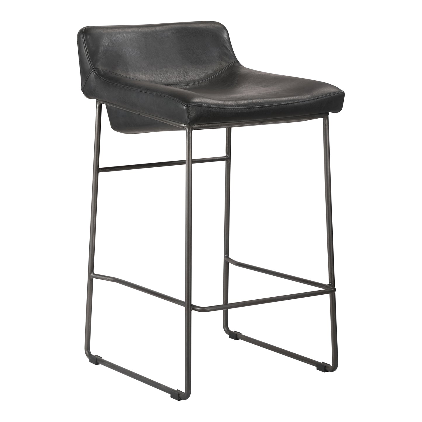 Starlet Counter Stool Onyx Black Leather - Set Of Two by Moe's Home