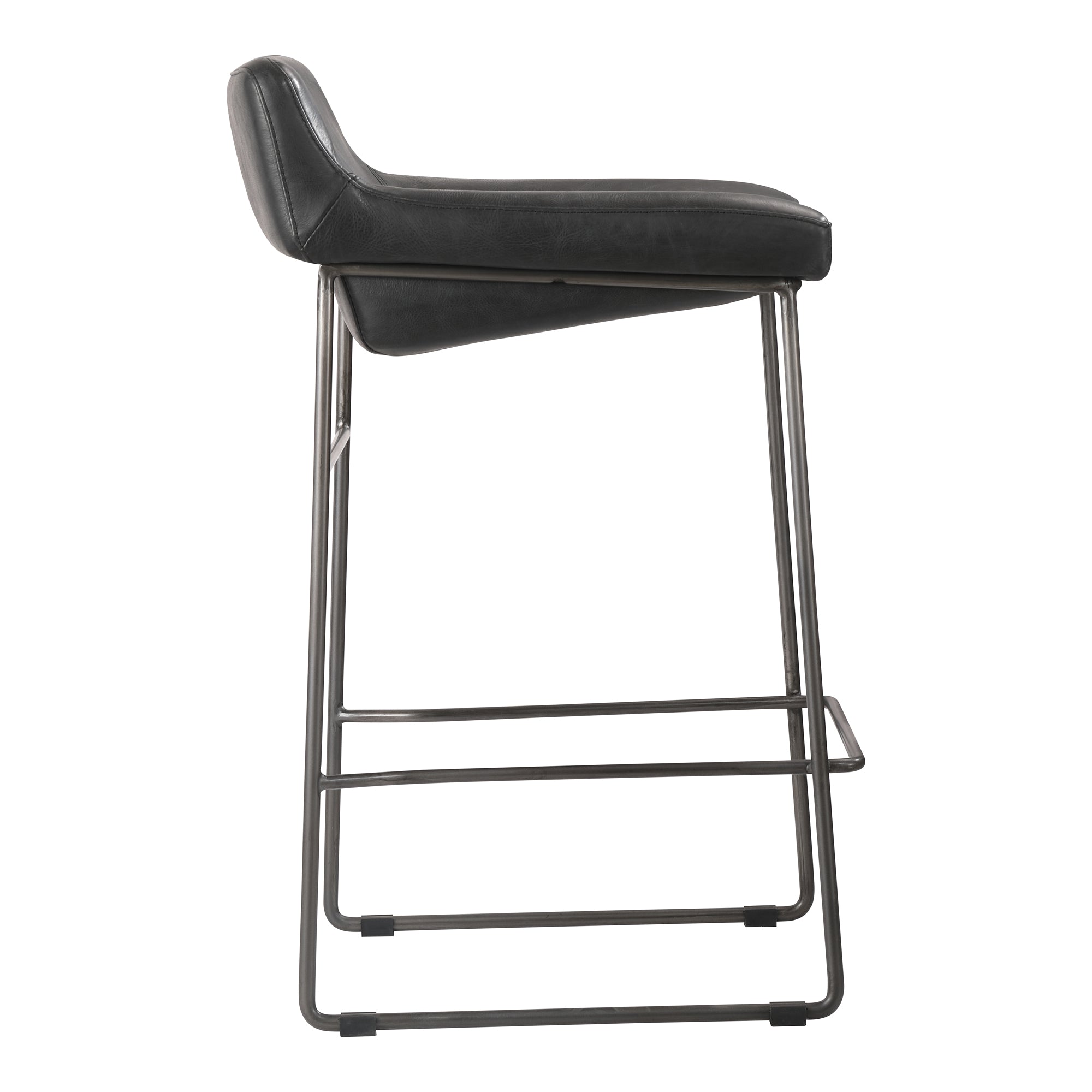 Starlet Counter Stool Onyx Black Leather - Set Of Two by Moe's Home