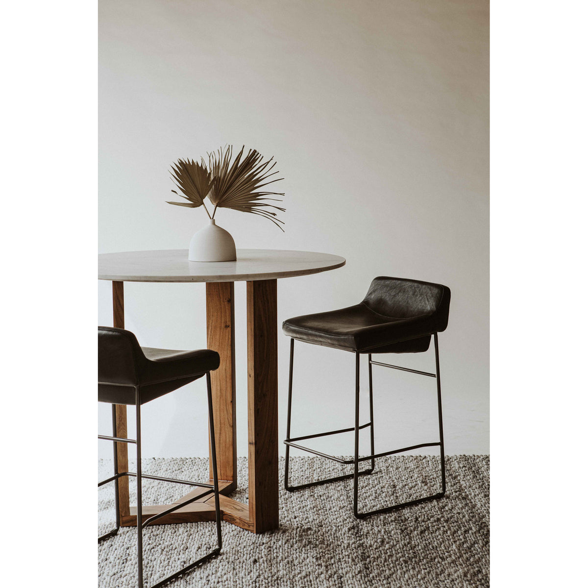 Starlet Counter Stool Onyx Black Leather - Set Of Two by Moe's Home