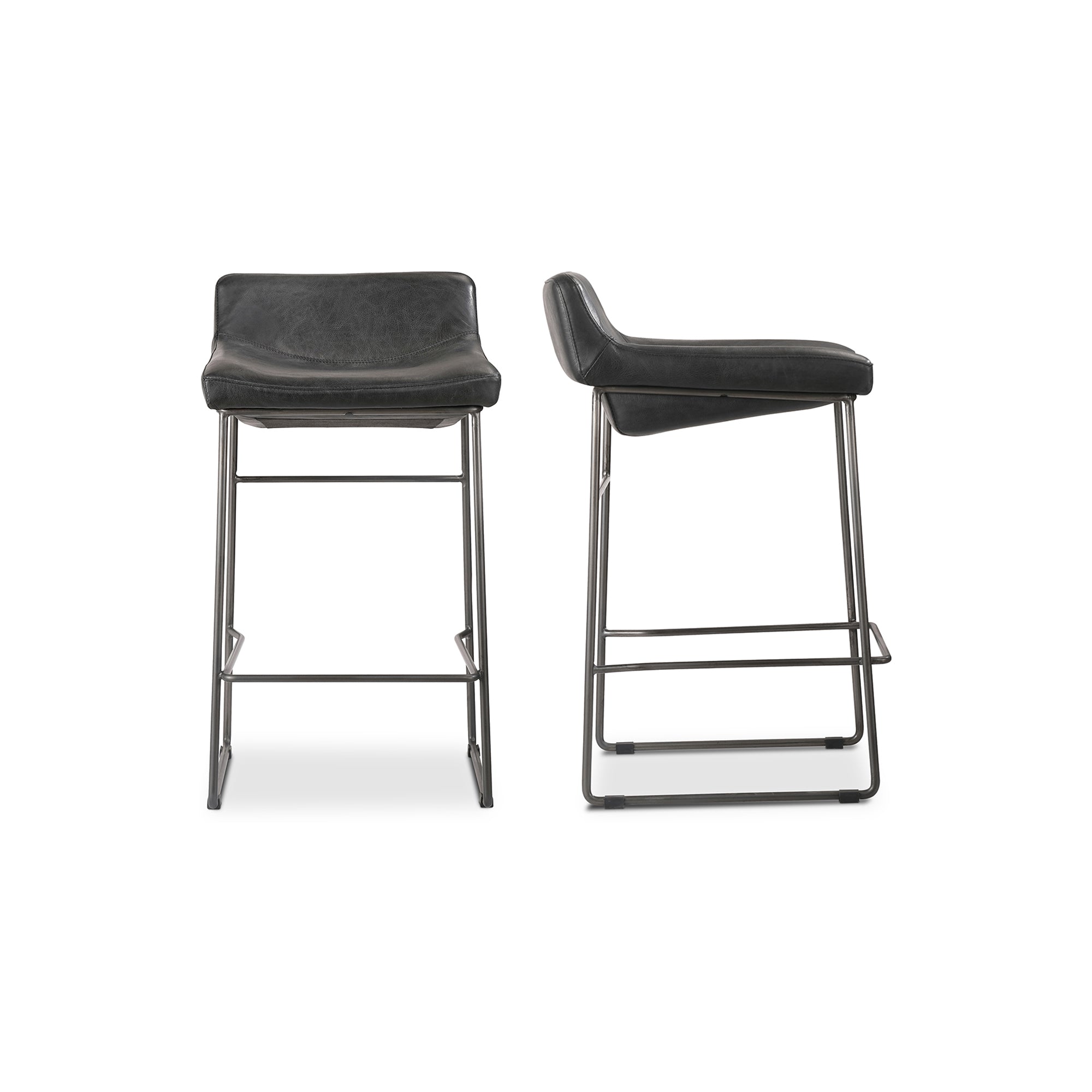 Starlet Counter Stool Onyx Black Leather - Set Of Two by Moe's Home