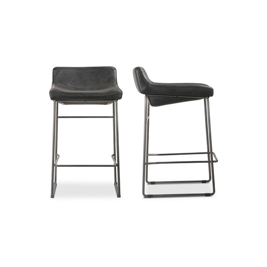 Starlet Counter Stool Onyx Black Leather - Set Of Two by Moe's Home