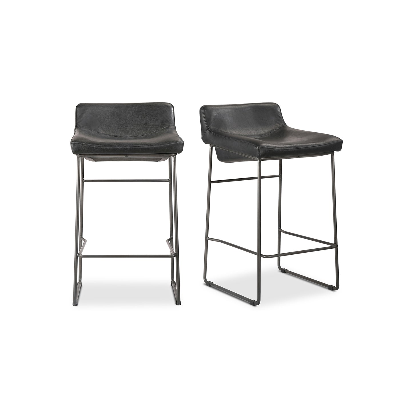 Starlet Counter Stool Onyx Black Leather - Set Of Two by Moe's Home
